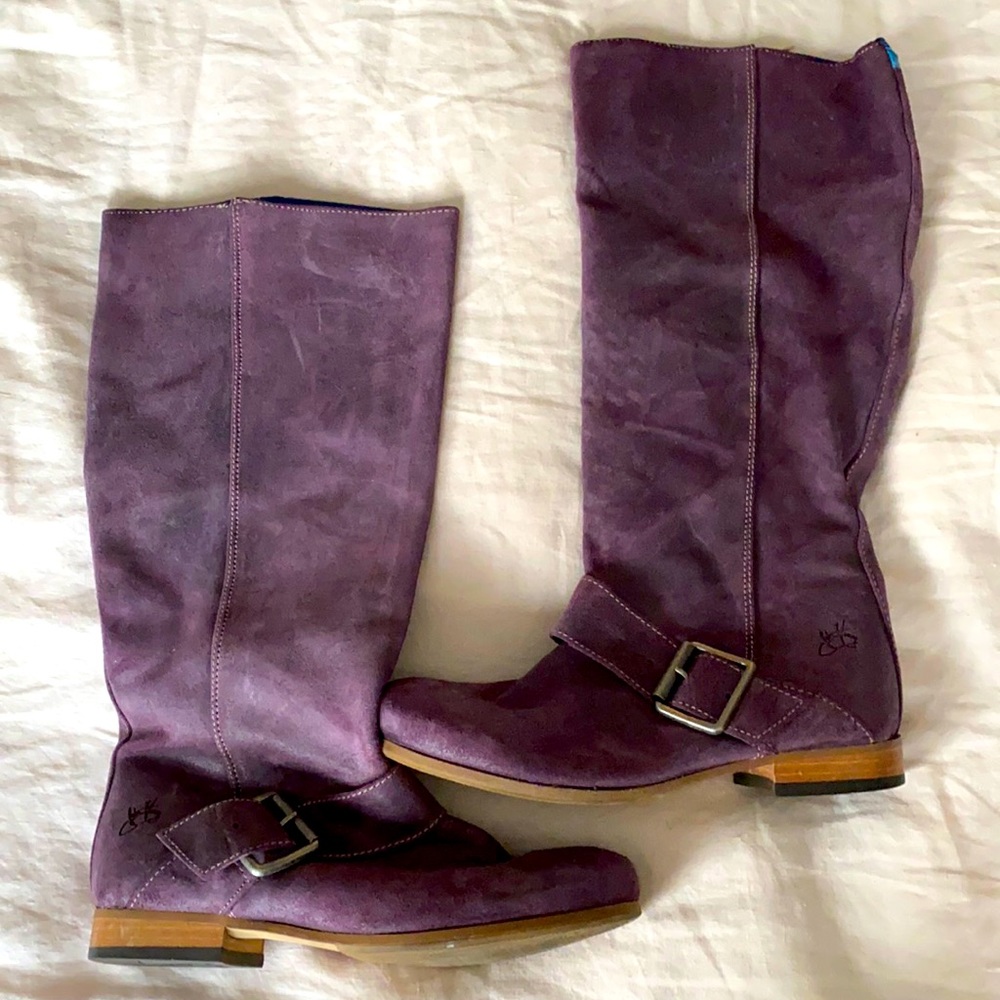 Purple leather boots